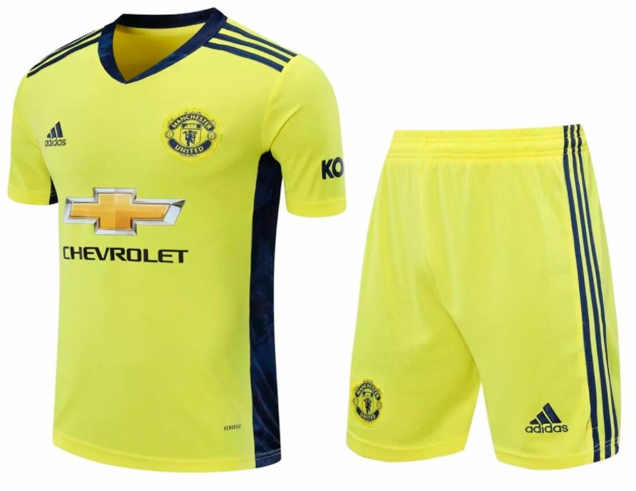 Kit infantil oficial Adidas Manchester United 2020 2021 II Goleiro